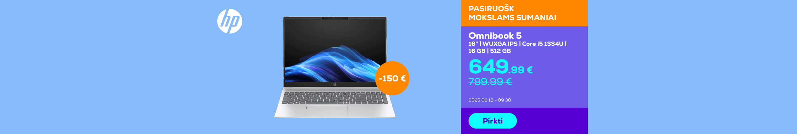 "OmniBook 5
16"" | IPS WUXGA | Core i5 1334U | 16 GB | 512 GB"