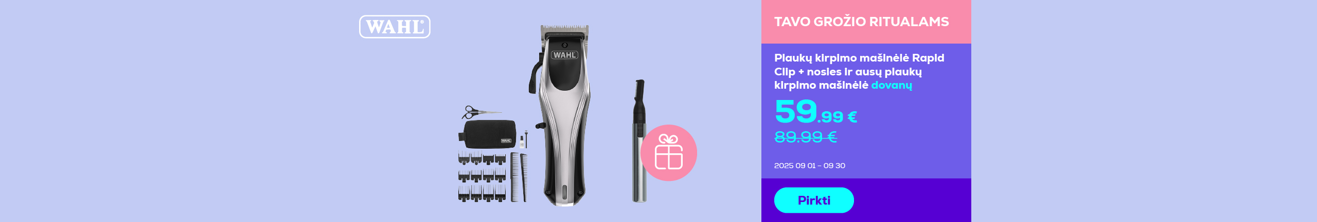 Hair clipper Rapid Clip + nose and ear hair trimmer as a gift
