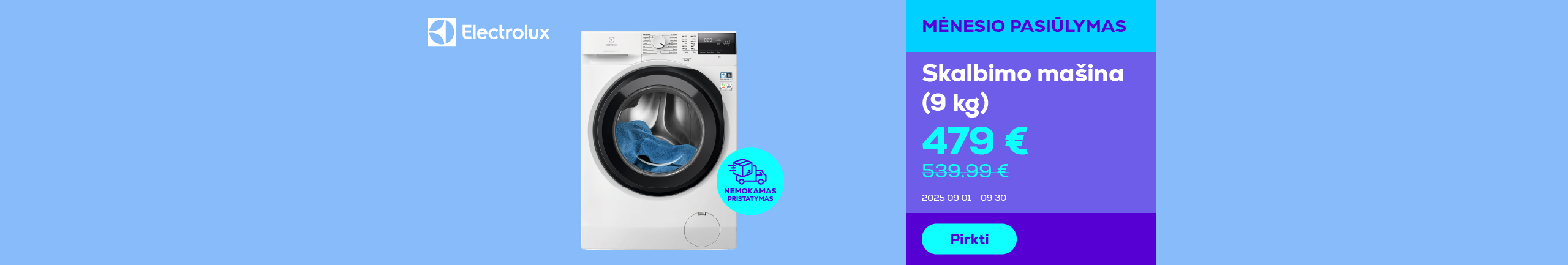 Electrolux skalbimo mašina (9 kg)
