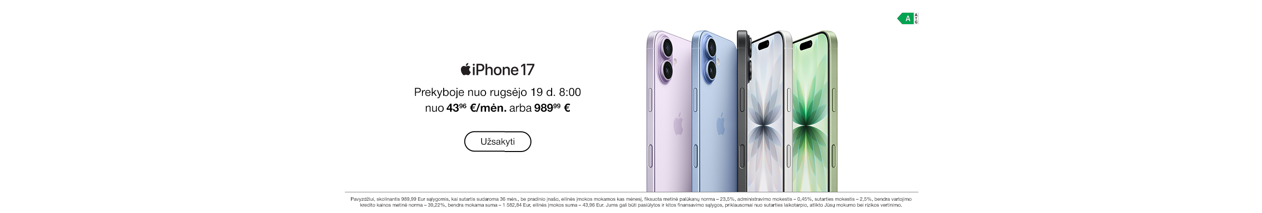 Prasidėjo išankstinė prekyba iPhone 17 telefonais