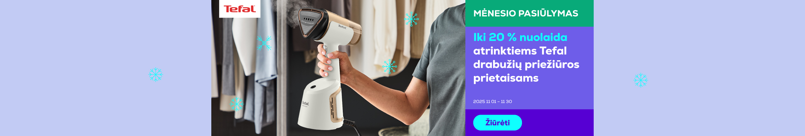 Up to 20% off selected Tefal garment care appliances.