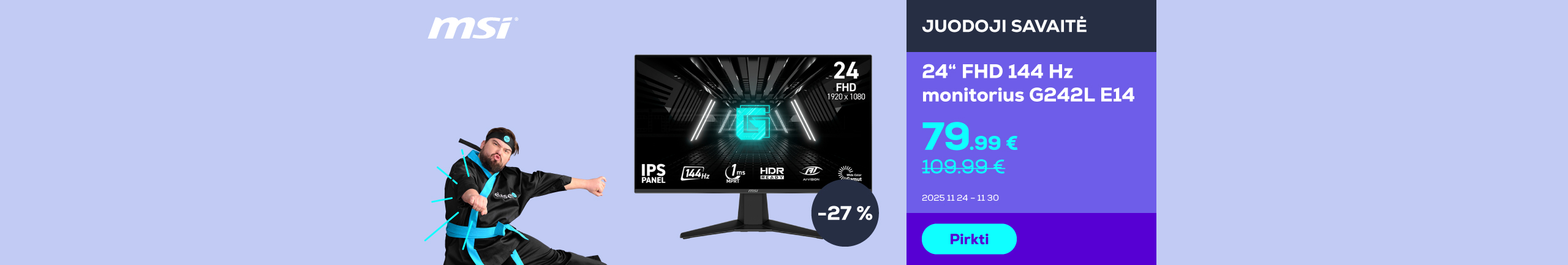 Monitorius G242L E14 24" | FHD | 144Hz 