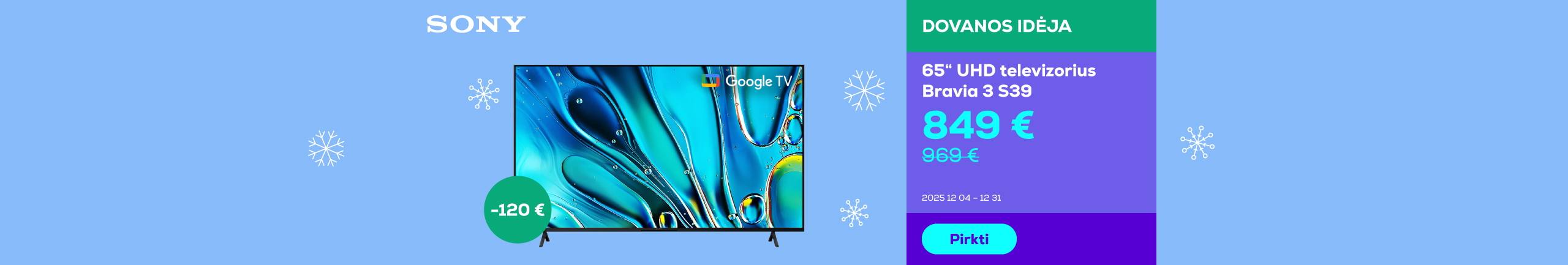 65" UHD televizorius Bravia 3 S39	