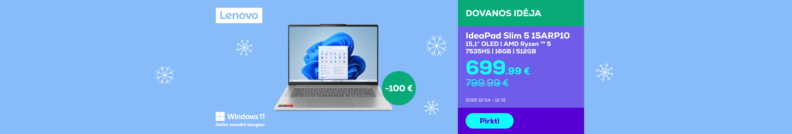 IdeaPad Slim 5 15ARP10 15,1" OLED | AMD Ryzen ™ 5 7535HS | 16GB | 512GB	