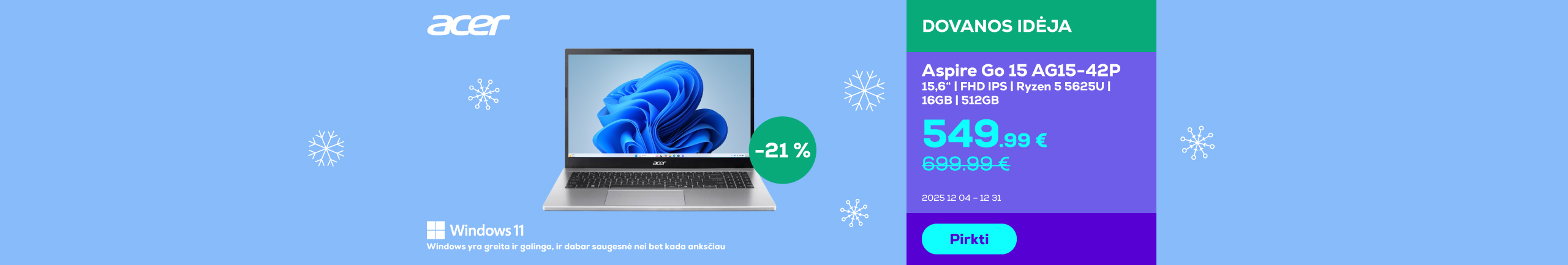 Aspire Go 15 AG15-42P 15,6"  | FHD IPS | Ryzen 5 | 16GB | 512GB 	