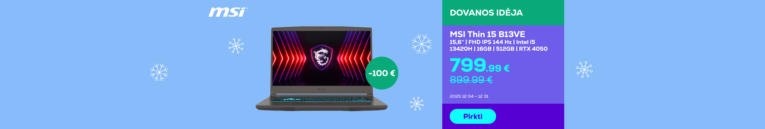 MSI Thin 15 15 B13VE 15,6" | FHD IPS | Intel i5 | 16GB | 512GB | RTX 4050	