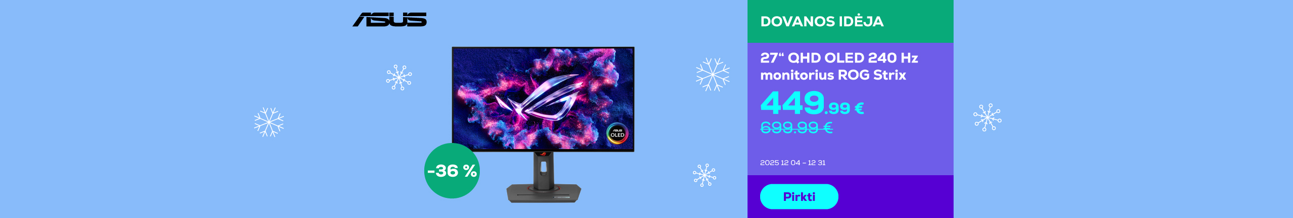 Monitor 27" ROG Strix OLED QHD 240Hz	