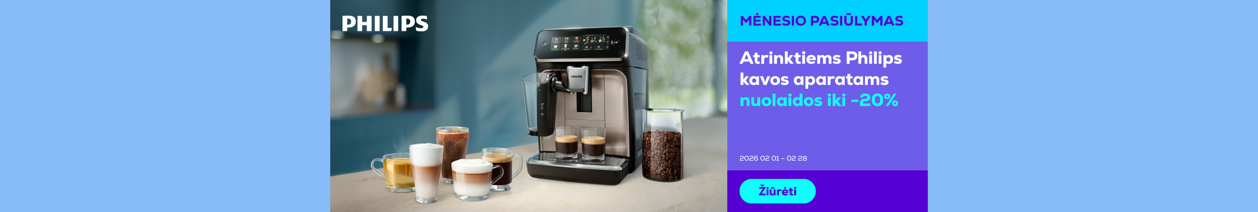 Discounts up to 20% on selected Philips coffee machines	
