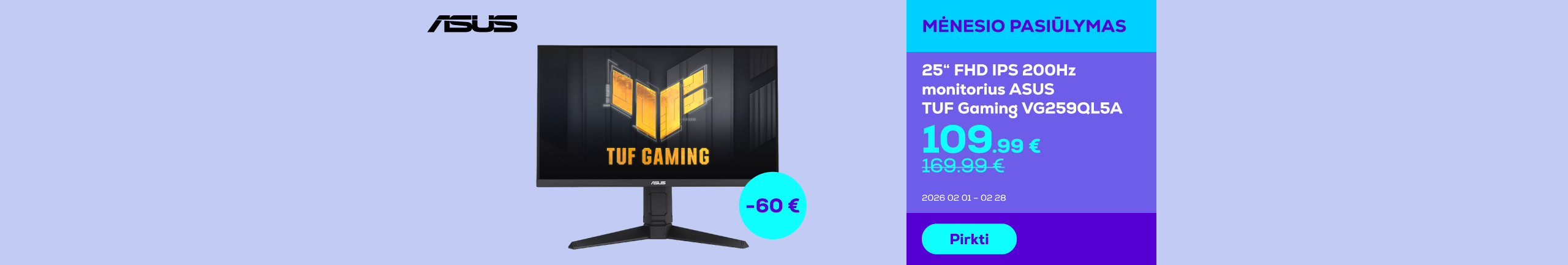 Gaming monitor ASUS TUF FHD IPS 200Hz	
