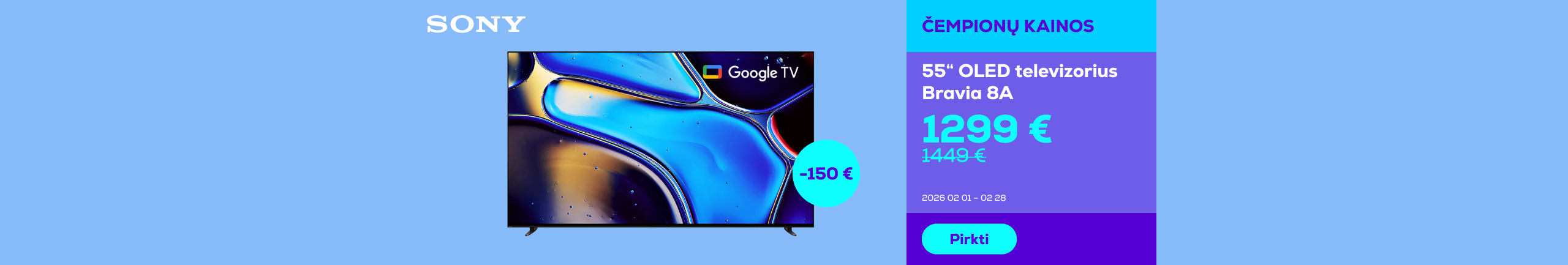 Телевизор 55" OLED Bravia 8A	
