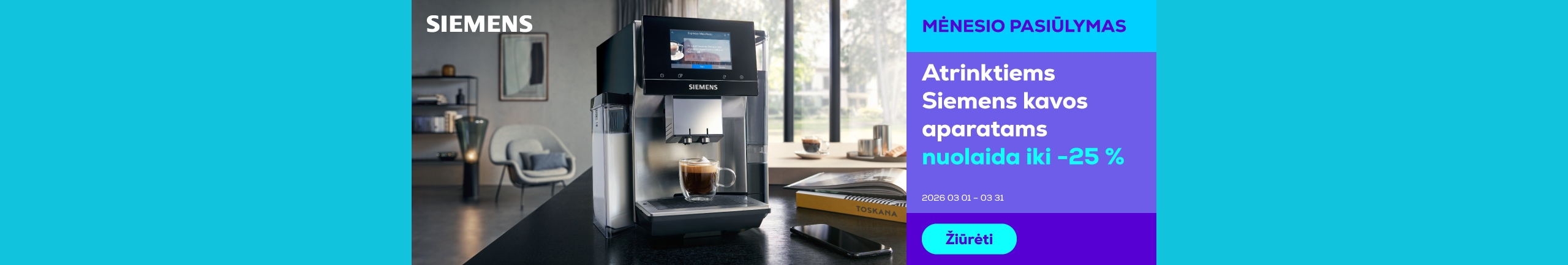 Selected Siemens coffee machines with up to -25% discount	