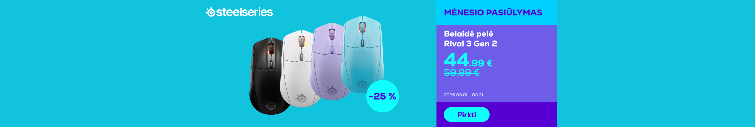 Belaidė žaidimų pelė Rival 3 Gen 2	