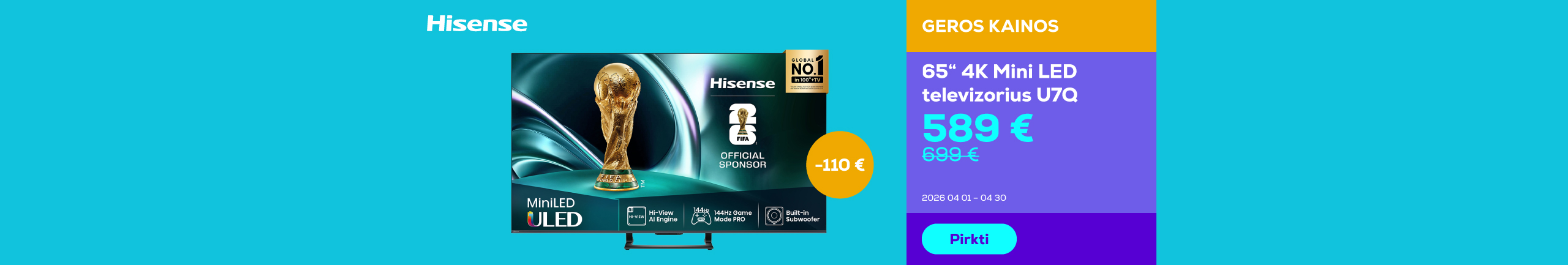 65" 4K Mini LED televizorius U7Q	