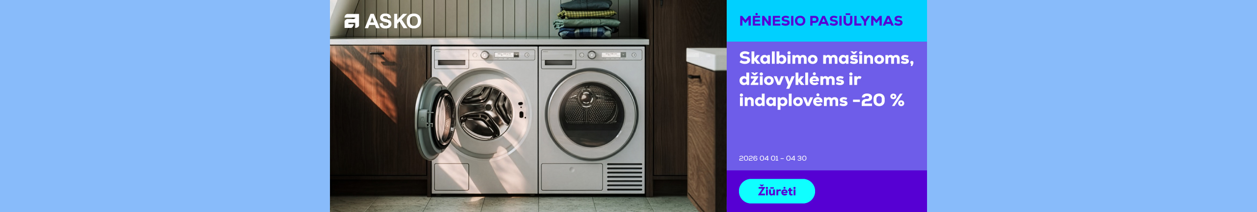 Washing machines, dryers, and dishwashers 20% off	