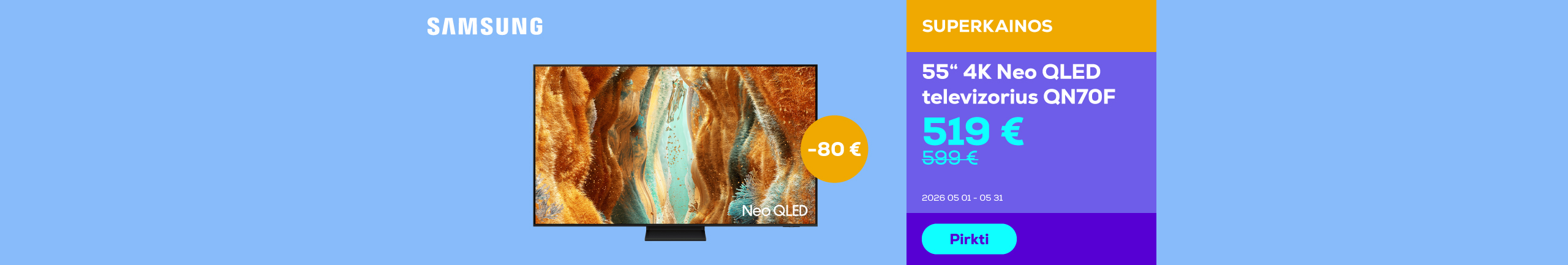 55" 4K Neo QLED QN70F TV