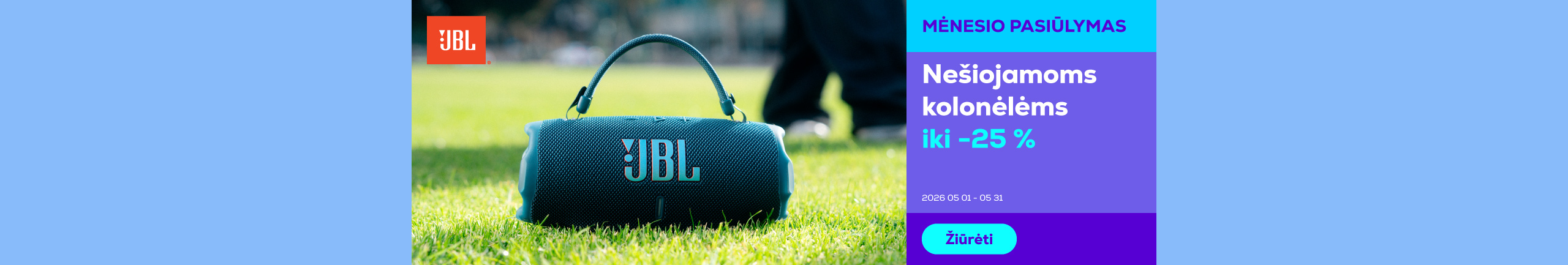 JBL nešiojamoms kolonėlėms iki -25 %