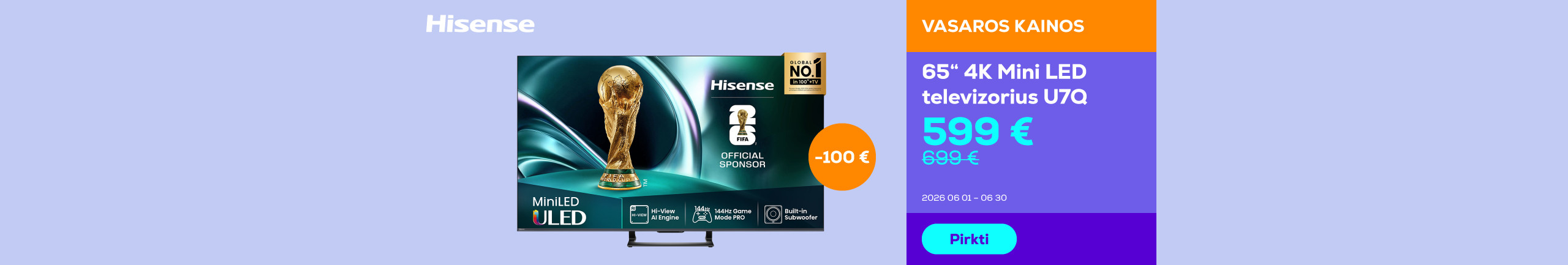 65" 4K Mini LED televizorius U7Q	