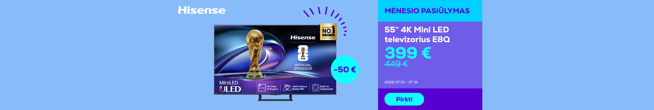 55" 4K Mini LED televizorius E8Q	