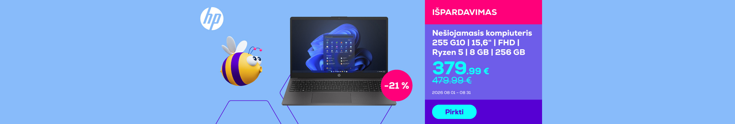 Nešiojamasis kompiuteris 255 G10 FHD | Ryzen 5 | 8 GB | 256 GB