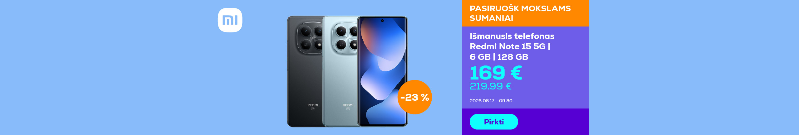 Išmanusis telefonas Redmi Note 15 5G | 6 GB | 128 GB	