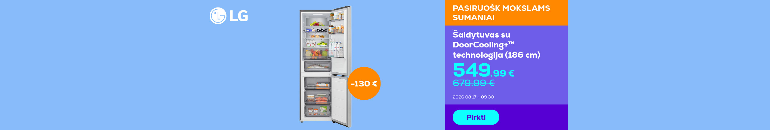 Refrigerator with DoorCooling+™ technology (186 cm)