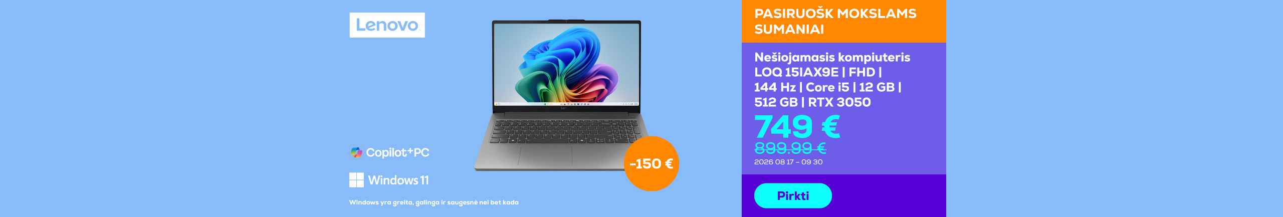 Nešiojamasis kompiuteris LOQ 15IAX9E | FHD | 144 Hz | Core i5 | 12 GB | 512 GB | RTX 3050