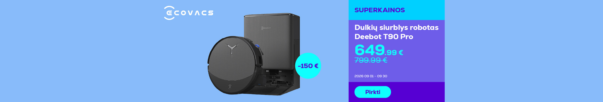 Dulkių siurblys robotas Deebot T90 Pro