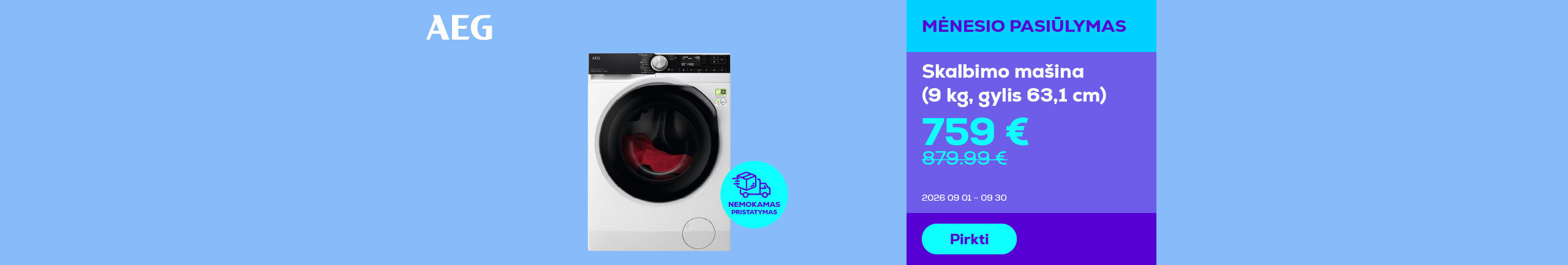 Washing machine (9 kg, depth 63,1 cm)