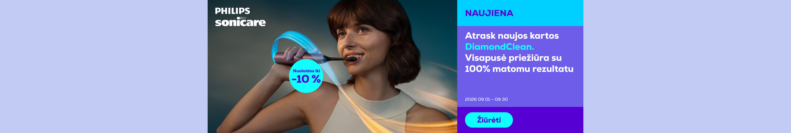 Naujos kartos Philips Sonicare DiamondClean elektriniams dantų šepetėliams iki -10 %	