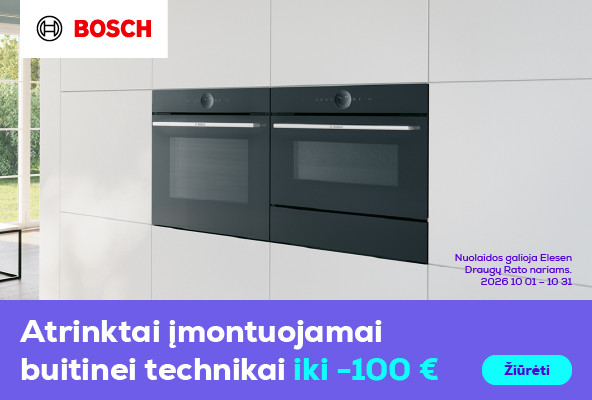 Atrinktai Bosch įmontuojamai buitinei technikai iki -100 €	