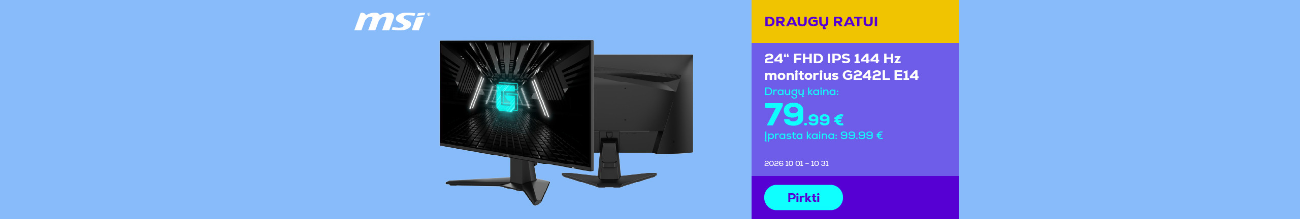 Monitorius G242L E14 | FHD | IPS | 144Hz