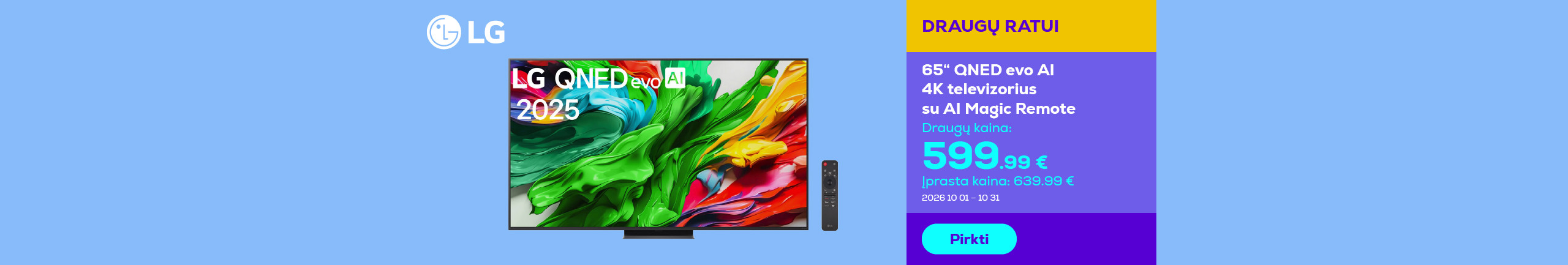 65" QNED evo AI 4K televizorius su AI Magic Remote
