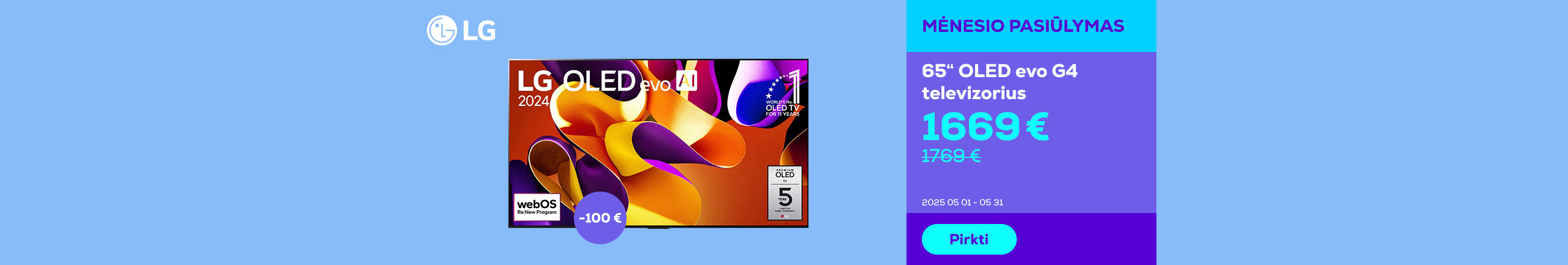 LG TV 65" evo G4