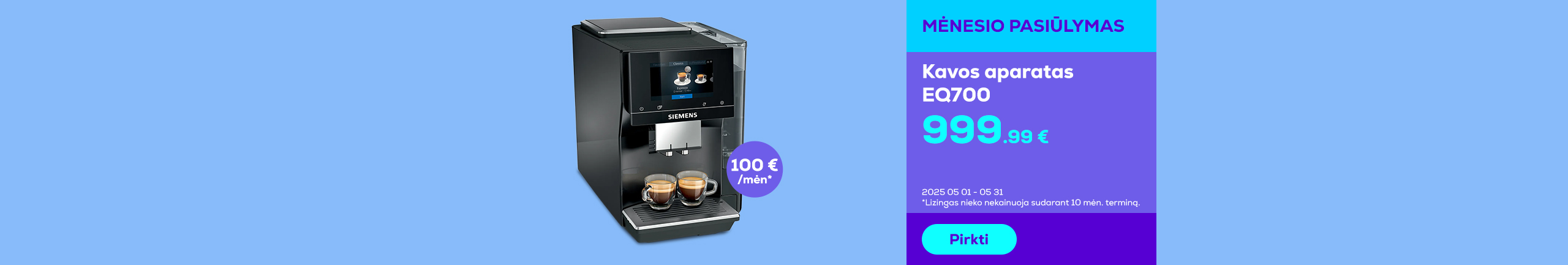 Siemens espresso coffee machines - 0% interest for 10 months, 0€ deposit, 0€ contract fee