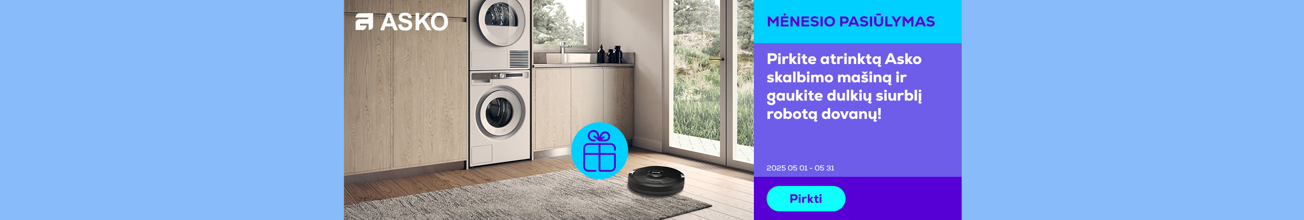 Buy selected Asko washing machine and get robot vacuum cleaner as a gift
