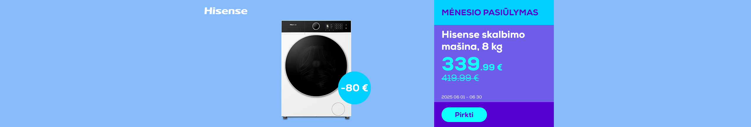 Hisense front-loading washing machine, 8kg
