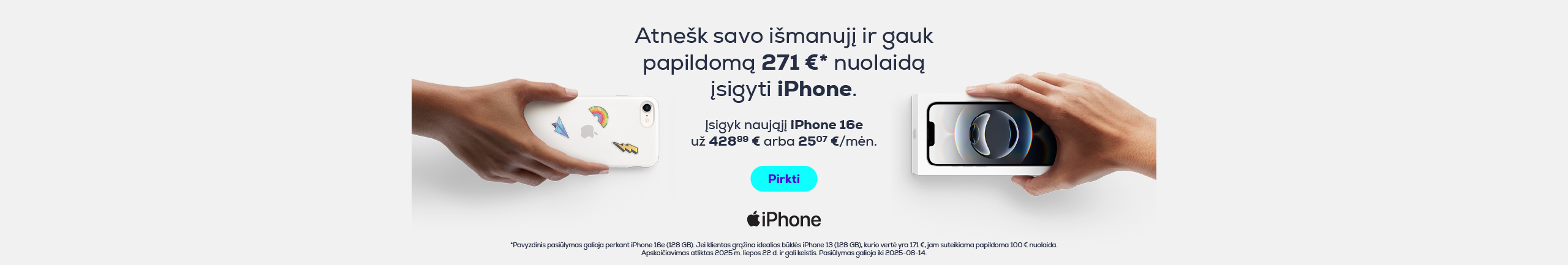 Gaukite papildomą iki 100€ nuolaidą naujam iPhone