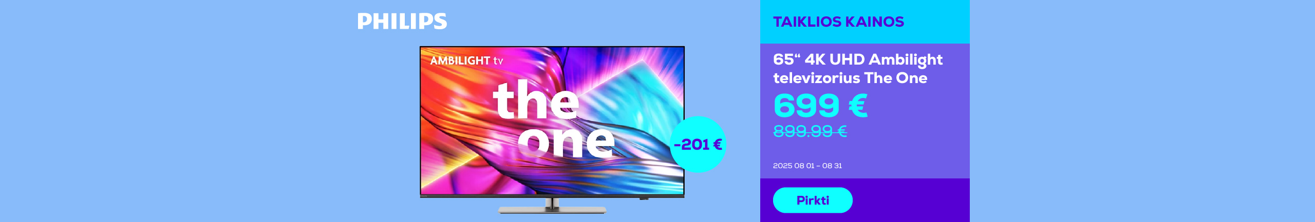 65" 4K UHD Philips Ambilight The One televizorius