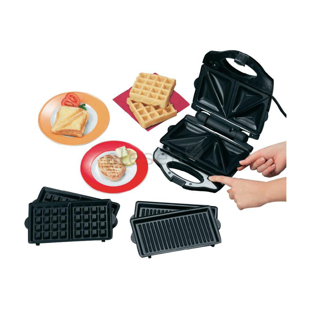 Severin, 3 in 1, 1000 W, black/silver - Sandwich toaster Item - SA2968