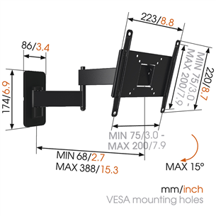 Sieninis laikiklis Vogels Item - MA2040 19-40" televizoriams