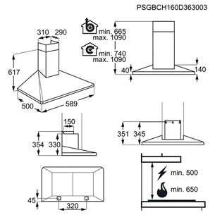 Electrolux, Hob2Hood, 603 m³/h, width 59.8 cm, inox - Cooker Hood Item - EFF60560OX
