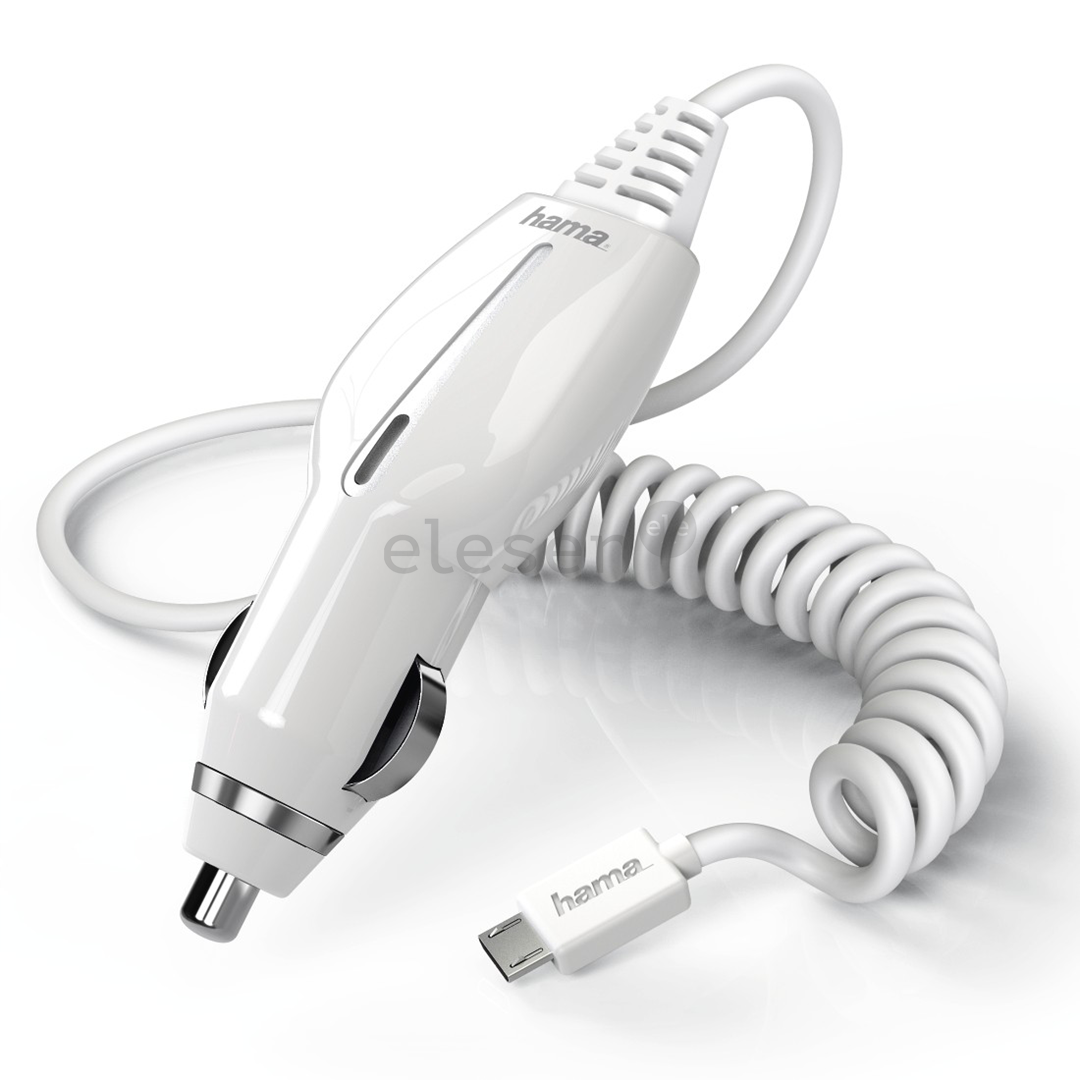 Automobilinis įkroviklis Hama micro USB, 1.2 A, Baltas
