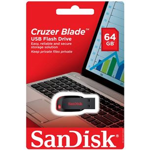 USB atmintinė SanDisk Cruzer Blade 64GB, 2.0 Prekė - SDCZ50-064G-B35
