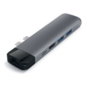 USB šakotuvas Satechi USB-C PRO Hub with 4K HDMI and Ethernet, Pilkas Prekė - ST-TCPHEM