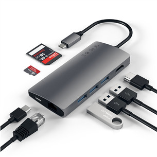 Satechi USB-C hub Multi-Port 4K Gigabit Ethernet, gey - Adapter Item - ST-TCMA2M