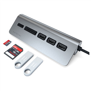 USB-C  + memory card reader Satechi hub, USB C, grey - Adapter Item - ST-TCHCRM