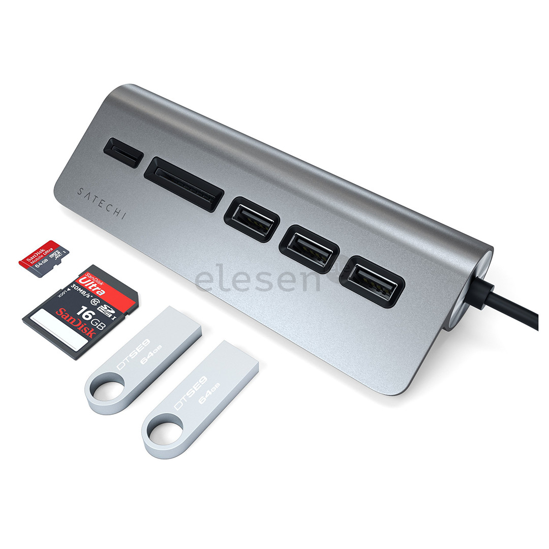 USB-C  + memory card reader Satechi hub, USB C, grey - Adapter Item - ST-TCHCRM