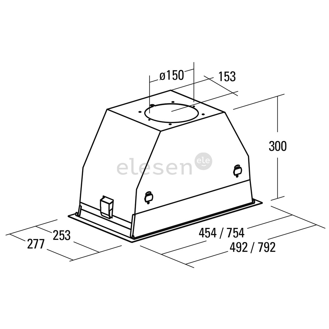 Cata, 820 m³/h, width 49.2 cm, black - Built-in Cooker Hood Item - 02130208