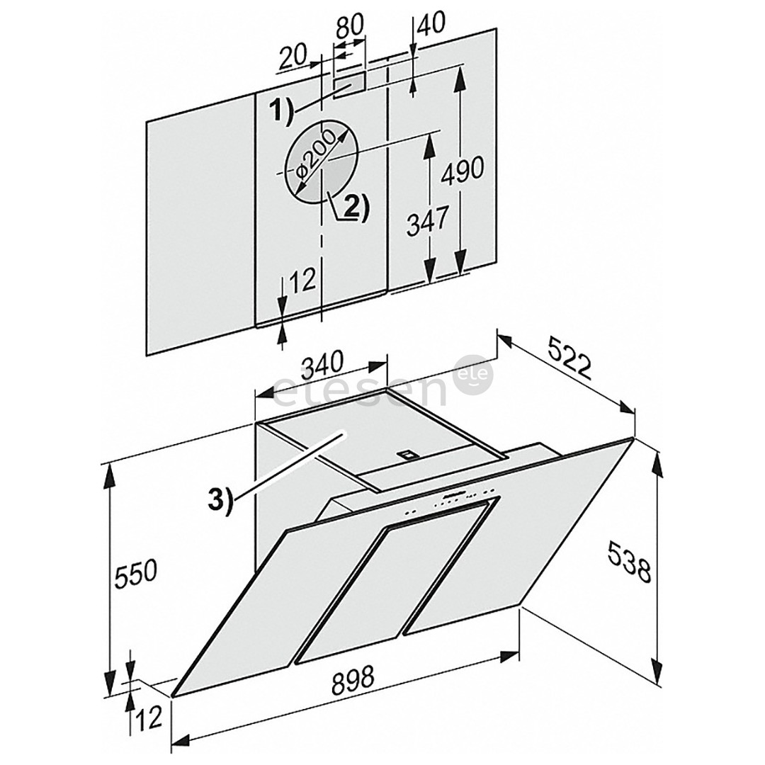 Miele, 610 м³/ч, ширина 90 см, черный - Вытяжка