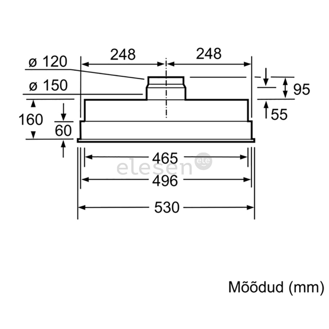 Bosch, 618 m³/h, width 53 cm, grey - Built-in Cooker Hood